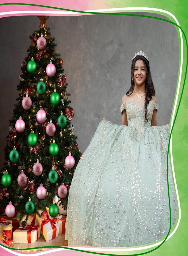 Simgoing 24 Pcs Pink Green Christmas Tree Ornaments 2.4 in Witch Christmas Balls Tree Decoration Princess Birthday Party Decor Witch Movie Accessories for Holiday Pastel Xmas Mantel Home Decor - Image 5